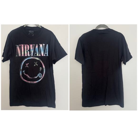 Nirvana Pastel Smile Band Tee in Black - Picture 1 of 5